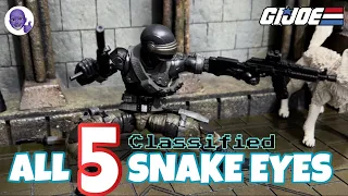 EVERY GIJoe Classified SNAKE EYES (00, 02, 16, 30, 52) Comparison & Action Figure Review