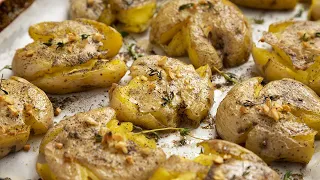 Roasted Lemony Greek Potatoes: The BEST Smashed Potatoes Recipe