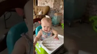 all baby stops crying if you throw cheese on her face #shorts