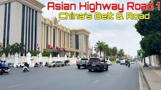 China's Belt and Road: AH1 Asian Highway Road Network Part In Phnom Penh City Cambodia 2024