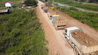 Road Build Processing By Dozer Clearing Dirt  , Roller & Dump Truck Great Delivery