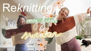 Unravelling my first knitted sweater and re-knitting it ⭐