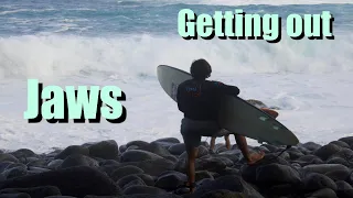 Surfers getting out at Jaws / January 17 2021