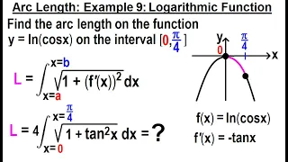 Calculus 2: Ch 18 Arc Length (of Curves) (13 of 18) Example 9 Logarithmic Function y=ln(cosx)