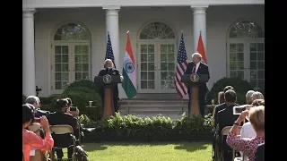 PM Modi at the Joint Press Statements with President Trump in Washington DC