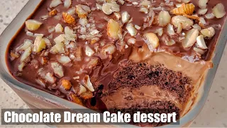 Chocolate Dream Cake Dessert | කටේම දියවෙන චොක්ලට් කේක් පුඩිං රෙසිපිය | 4 Layers Chocolate Heaven