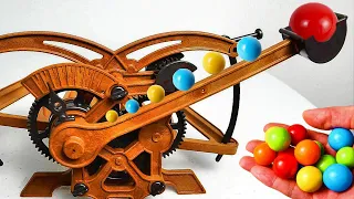 Gears Marble Run Race ASMR # 1 ☆ Grandpa's Marble Machine ☆ Creative Healing Sound Build