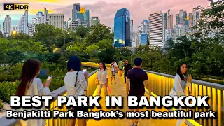 🇹🇭 4K HDR | BEST PARK IN DOWNTOWN BANGKOK | Benjakitti Forest Park | Thailand Walk 2023