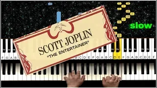 Scott Joplin - The Entertainer - SLOW Piano Tutorial