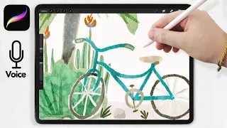 Bicycle & Coconut Palm // Cute Watercolor Scene Tutorial // Watercolor for Procreate Tutorial