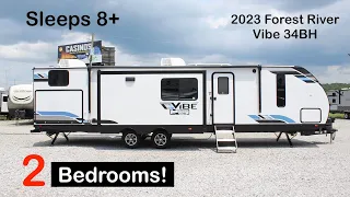 Crazy Long 2 Bedroom Travel Trailer! 2023 Forest River Vibe 34BH