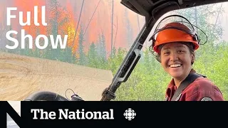 CBC News: The National | Firefighter killed, Tornado aftermath, Indian moon launch