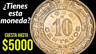 The coin that contains the most sections of the Aztec calendar: 10 cents from 1936