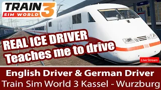Real ICE German Train Driver Teaches UK Train driver. kassel wurzburg Train Sim World 3