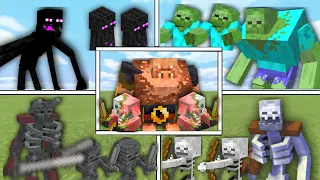 ZOMBIE ARMY vs SKELETON ARMY vs ENDERMAN ARMY vs PIGLIN ARMY vs WITHER SKELETON ARMY in Minecraft