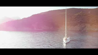 sailboat Gulf of Porto Corse 4k drone beautiful seascape footage France HD