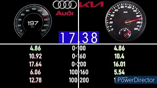 KIA STINGER 3.3 T-GDI 370PS VS AUDI A6 55 TFSI 344PS QUATTRO ACCELERATION 0-200KM/H