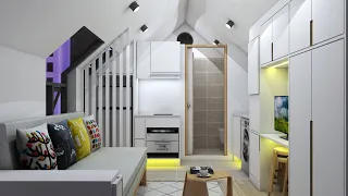 TINY ATTIC APARTMENT 183sqft ( 17sqm MICRO APARTMENT TOUR  ) |  SPACE SAVING IDEAS | NEVER TOO SMALL