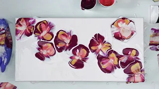 (673) Pink & Gold Fluid Art Flowers *Balloon Dip Technique*