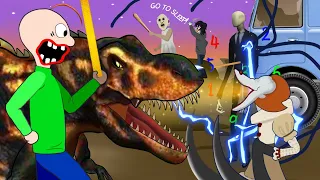 Dinosaurs Battle |Granny, Pennywise, Slender Man, Jeff the Killer  Vs Baldi, Tyrannosaurus Rex