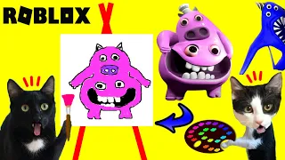 Dibujos de Garten of banban 2 y 3 en Roblox Doodle Transform / Videos de gatos Luna y Estrella