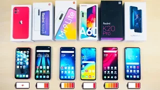 КТО ДОЛЬШЕ ПРОДЕРЖИТСЯ? Redmi Note 8 Pro,iPhone 11,Xiaomi Mi 9 Lite,Mi 9T Pro,Samsung A60,Honor 20