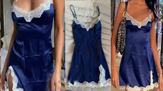 Beautiful nighty cutting and stitching tutorial /silk night dress/stylish and classic night gown DIY