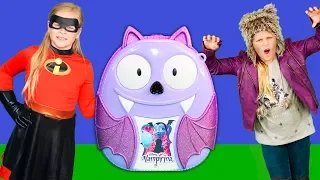 Incredibles 2 the Assistant transforms into Violet with Vampirina backpack