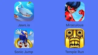 Jaws.io, Miraculous Ladybug, Sonic Jump, Temple Run [iOS Gameplay, Walkthrough]