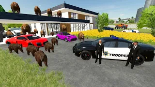 Police save Millionaire from bear attack | Farming Simulator 22