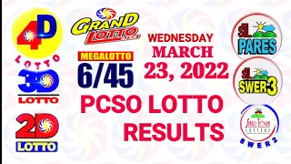 Lotto Result March 23 2022 (Wednesday), 6/55, 6/45, 3D, 2D | PCSO lotterry draw