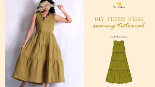 DIY Easy Tiered Dress + Sewing Patterns [ Beginner Sewing ] - PINS N PATTERNS