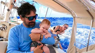 BEATING into 30 knots. Do babies get seasick???  Sailing Vessel Delos Ep. 261