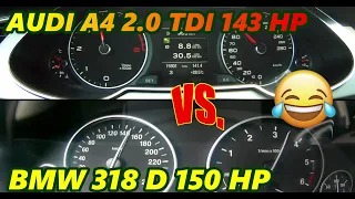 "Finance-Focused Showdown: 0- 200 KM/H BMW 318d (150 HP) vs Audi A4 2.0 TDI (143 HP) Drag Race