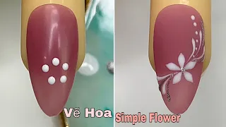 Simple Flower Nails Art For Beginner 💖Vẽ Hoa💅 New Nails Design 💝 New Nails