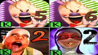 Ice Scream 5 Vs Ice Scream 6 Vs Mr Meat 2 Vs Evil Nun 2 With New Icons Full Gameplay