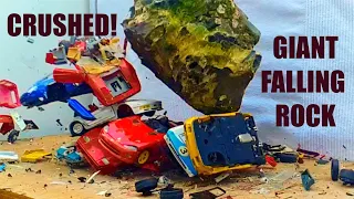 20 Diecast Car Wrecks CRUSHED by Giant Falling Rock!