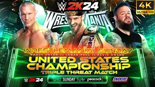 WWE2K24 WrestleMania 40 - Kevin Owens Vs Logan Paul Vs Randy Orton (4K)