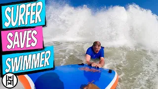 SURFER SAVES SWIMMER FROM DEADLY RIP CURRENT