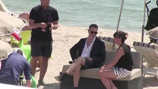 Exclusive: Director Nicolas Winding Refn beach Interview and walk on the croisette in Cannes