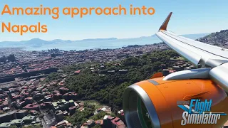 Microsoft flight simulator 2020 | Realistic approach and city views over Naples | LIRN | FBW A320