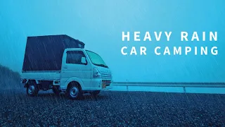 [Rain car camping] Heavy rain SOLO CAMP. Light truck camper. 114