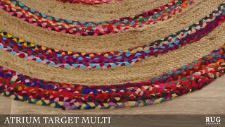 ATRIUM APRIL TARGET COTTON AND JUTE MULTI COLOUR ROUND RUG