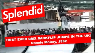 Dennis McCoy and the FIRST EVER Backflip Jumps in the UK, Rider Cup BMX Freestyle Comp, London, 1992