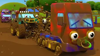 10 Muddy Trucks in Mud + more Classic Nursery Rhymes for Kids Songs | Gecko's Garage Truck Cartoon