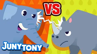 Elefante vs Rinoceronte | Competição Divertida | Que Ganhe O Melhor! | JunyTony em Português