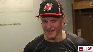 Hischier, Okhotiuk, Zetterlund, Clarke and Coach Ruff after Camp Scrimmage 3 on Sunday