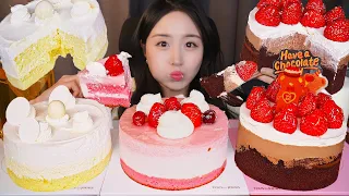 케이크 3판 순삭🎂 뚜레쥬르 홀케이크 먹방 ASMR Mukbangㅣ디저트 초콜릿 브라우니 케이크 딸기 무스ㅣDessert Chocolate Cake Mousse