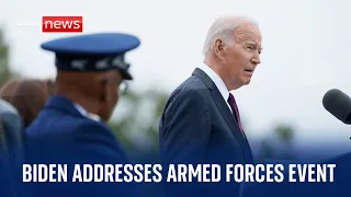 US President Joe Biden speaks at armed forces ceremony in Virginia