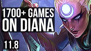 DIANA vs ZED (MID) | 10 solo kills, 1700+ games, 1.2M mastery, Dominating | EUW Master | v11.8